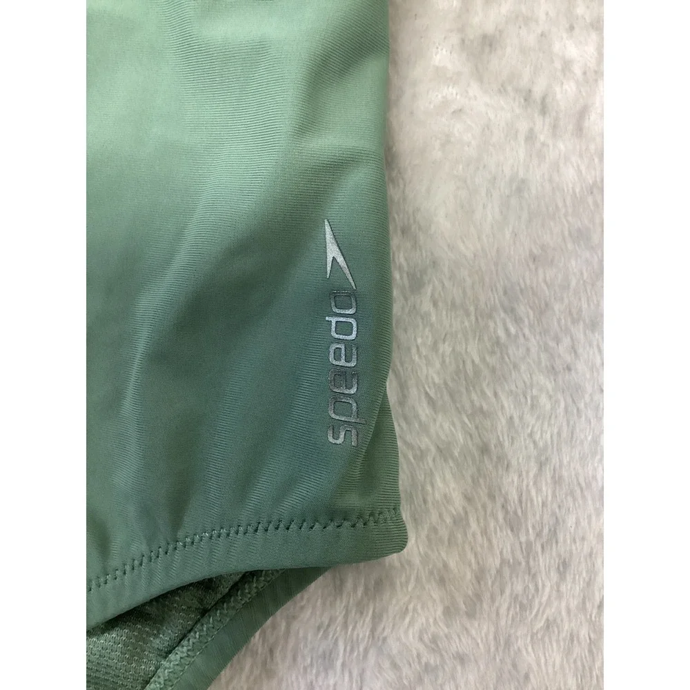 Speedo Womens Solid Racerback One Piece Swimsuit Sage Green XL 8003905- RETAGGED